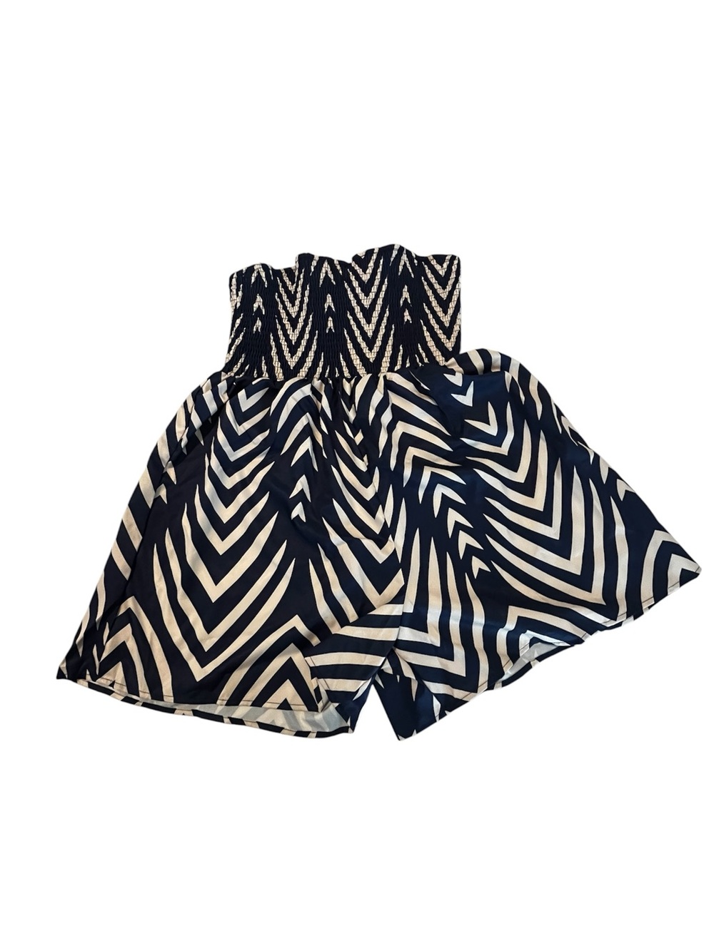 Romper size XL blue and cream pattern pull-up